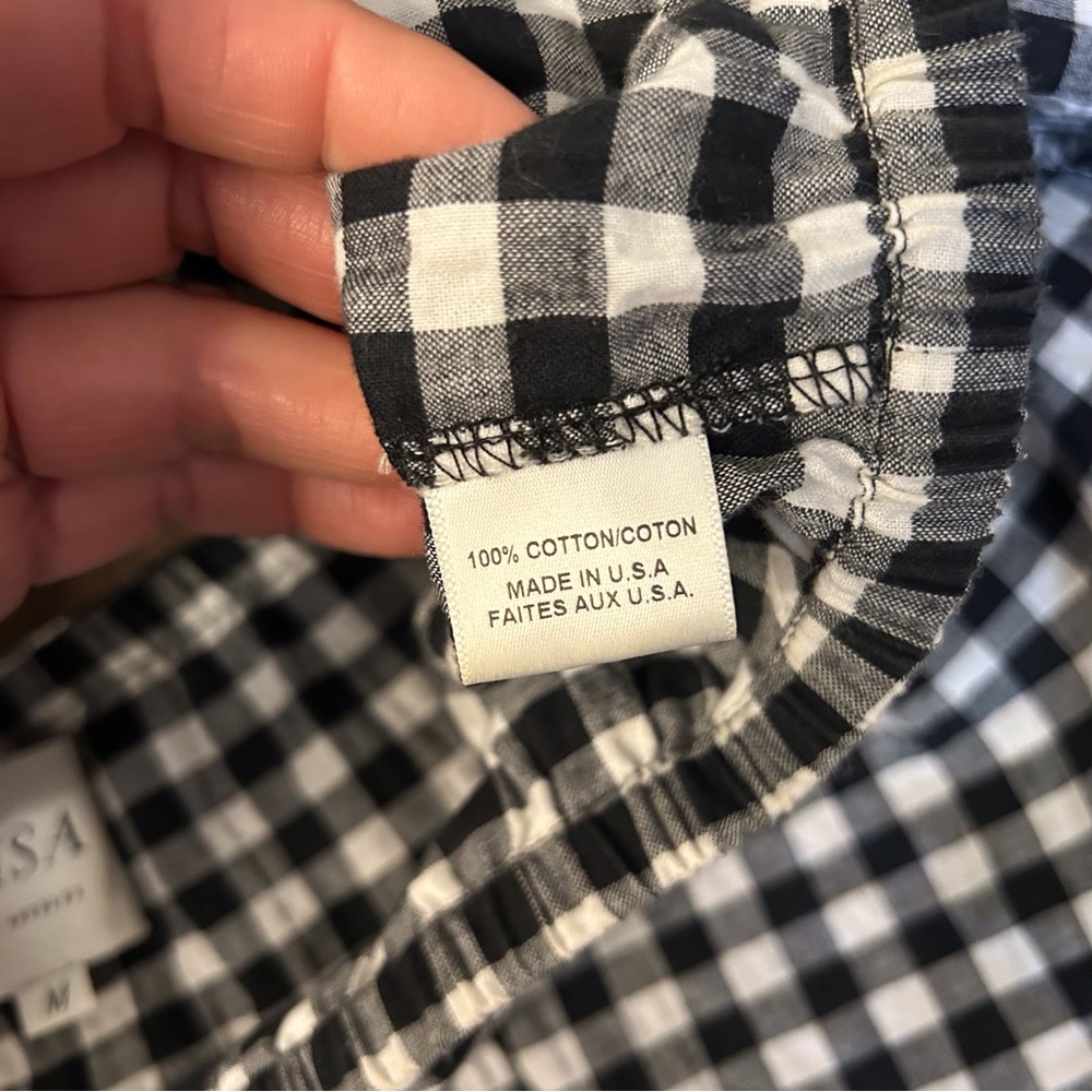 Misa Los Angeles Cotton Lunna Gingham Flutter Off Shoulder Crop Top. - Picture 9 of 10